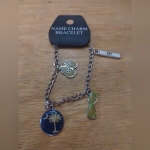 New Personalized Name Charm Bracelet with Palm Tree and Sunglasses Pat